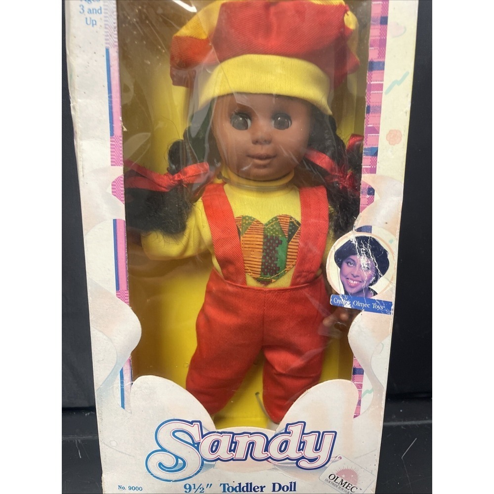 Vintage Sleepy Eyes African American Sandy 9.5" Vinyl Play Doll  w/ Original Box